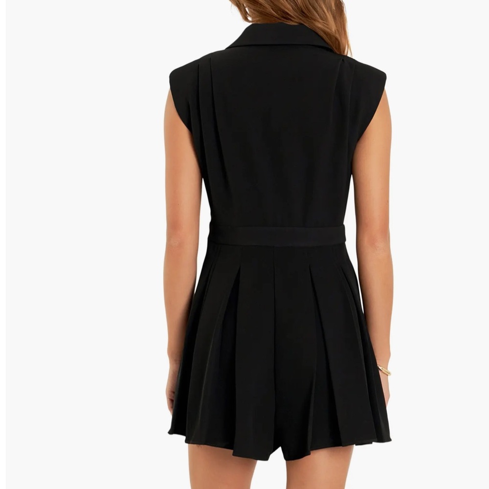 Nordstrom English Factory pleated romper black womens small sleeveless (bin W) - Picture 4 of 15